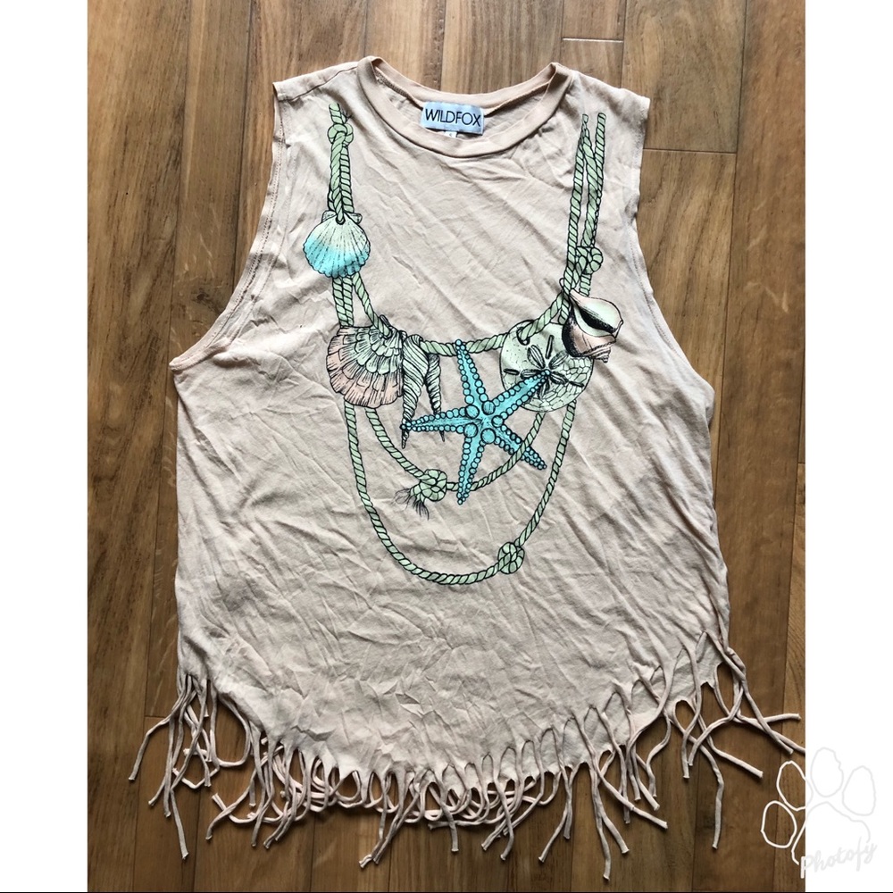 Wildfox fringe beach tee size small